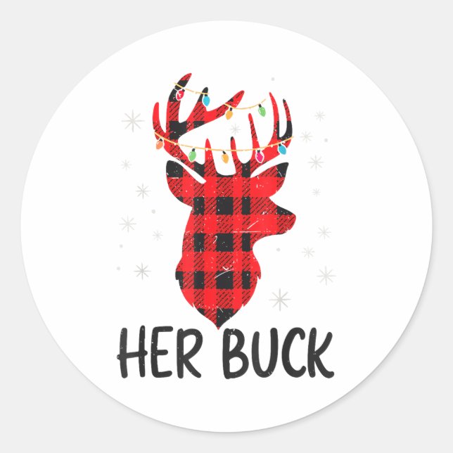 Adesivo Her Buck Deer Hunting Christmas Husband Gift Coupl (Frente)