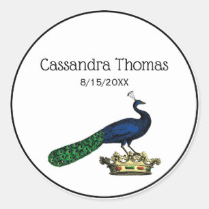 Adesivo Heraldic Vintage Estrilizou Peacock na Coroa C