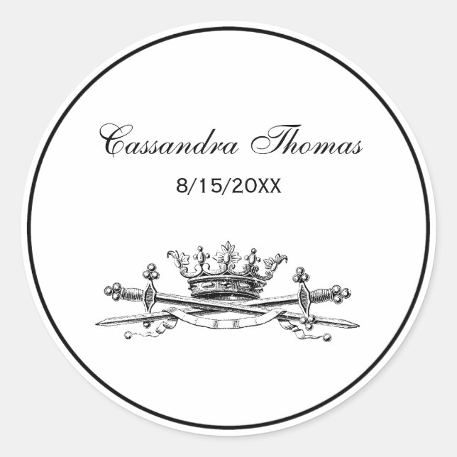 Adesivo Heráldica Crown Crown Swords Sabers Emblem Crest (Frente)