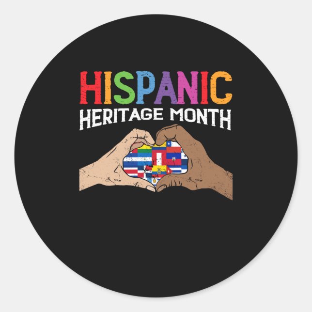 Adesivo Herança hispânica Mês Mãos Sinalizadores Cardíacos (Frente)