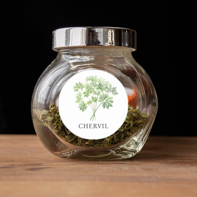 Adesivo Herb Chervil Watercolor (Herb Chervil Watercolor Classic Round Sticker)