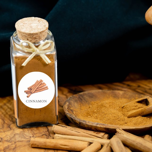 Adesivo Herb Cinnamon Watercolor (Herb Cinnamon Watercolor Classic Round Sticker)