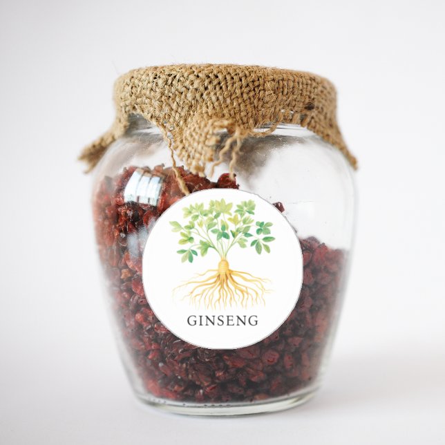 Adesivo Herb Ginseng Watercolor (Herb Ginseng Watercolor Classic Round Sticker)