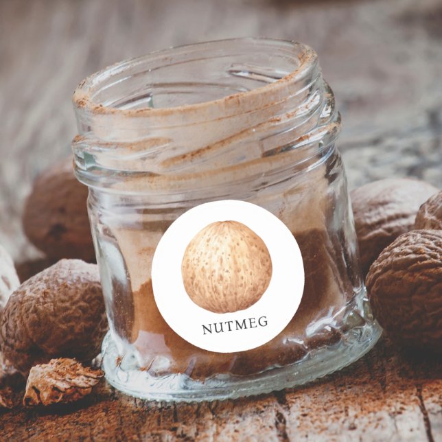 Adesivo Herb Nutmeg Watercolor (Herb Nutmeg Watercolor Classic Round Sticker)
