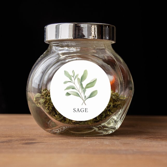 Adesivo Herb Sage Watercolor (Herb Sage Watercolor Classic Round Sticker)