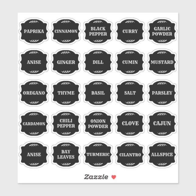 Adesivo Herb & Spice Jar Labels  (Folha)