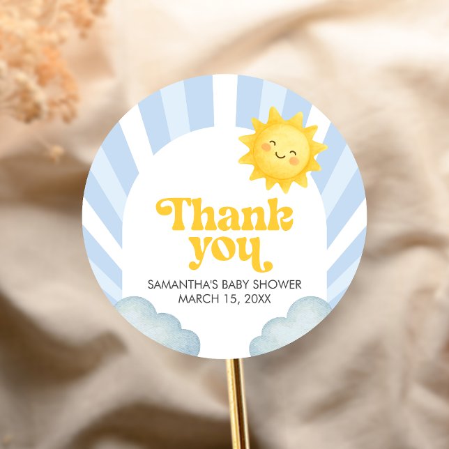 Adesivo Here Comes the Son Baby Shower (Here Comes the Sun Baby Shower Sticker)