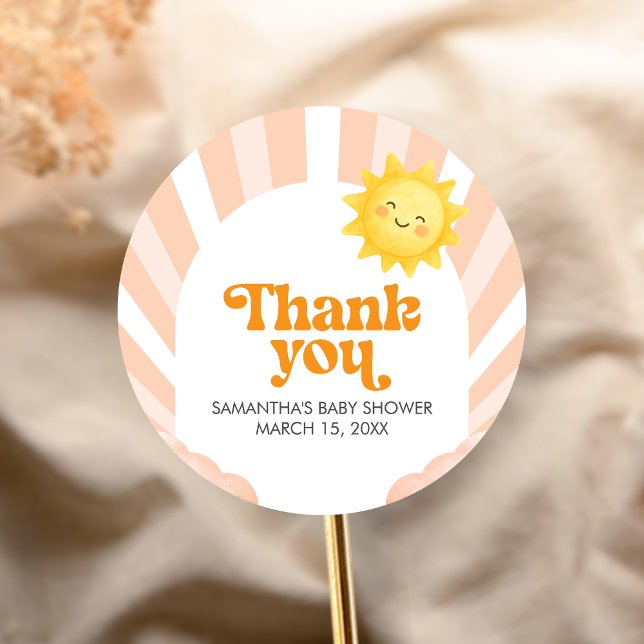 Adesivo Here Comes the Sun Baby Shower (Sunshine Baby Shower Sticker)