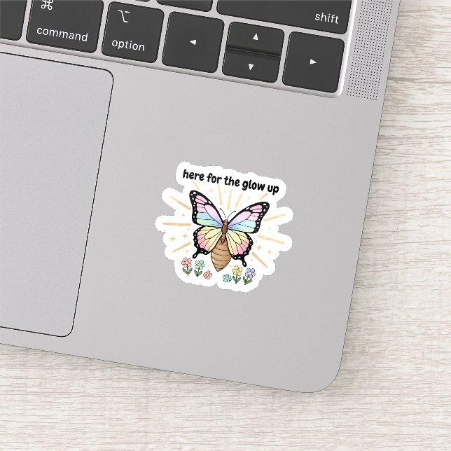 Adesivo Here for the Glow Up Sticker – Pastel Butterfly (Detalhe)