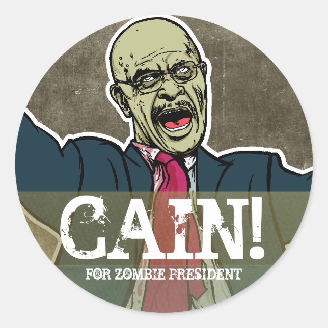 Adesivo Herman Cain para o Presidente Zombie Sticker (Frente)