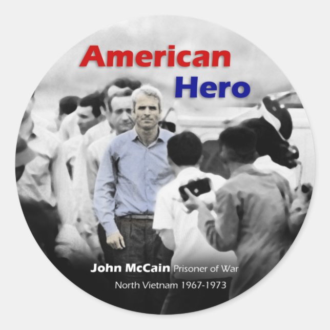 Adesivo Herói Americano do POW John McCain (Frente)