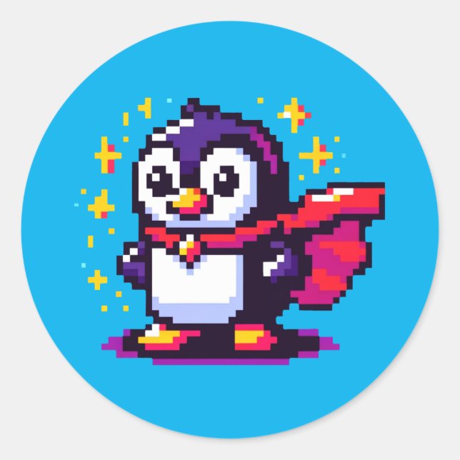 Adesivo Herói Pixel Penguin: Retroaventura (Frente)