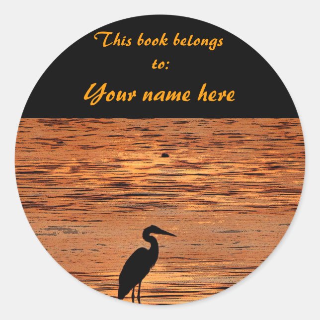 Adesivo Heron no Sunset Bookplate (Frente)