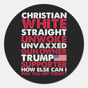 Adesivo Hetero Branco Não Acordado Trump Supporter Usa Não