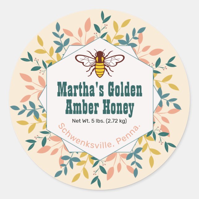 Adesivo Hexagon Wreath Anterior White Honey Jar (Frente)