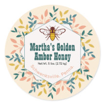 Hexagon Wreath Anterior White Honey Jar