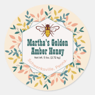 Adesivo Hexagon Wreath Anterior White Honey Jar