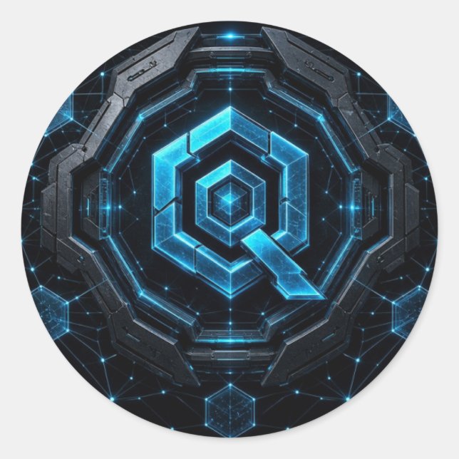 Adesivo Hexagonal do Circuito Quant Overledger (Frente)