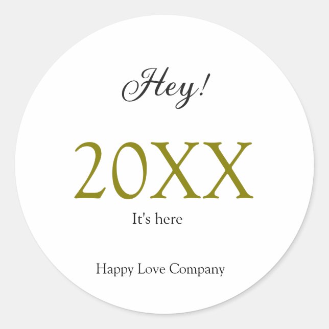 Adesivo Hey it's new year add year gold black simple. Mini (Frente)