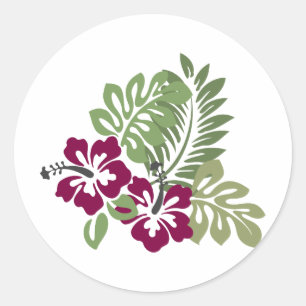 Adesivo Hibiscus Burgundy Foliage Decoração Floral Golfe B