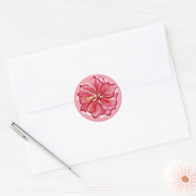 Adesivo Hibiscus e rendas RED (Envelope)