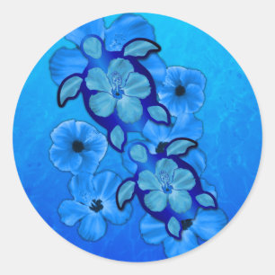 Adesivo Hibiscus e tartarugas azuis de Honu
