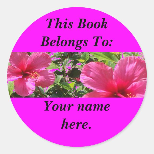 Adesivo Hibiscus, placas de livro (Frente)