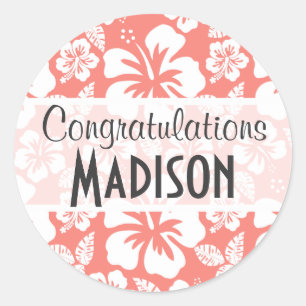 Adesivo Hibiscus Tropical Coral Rosa