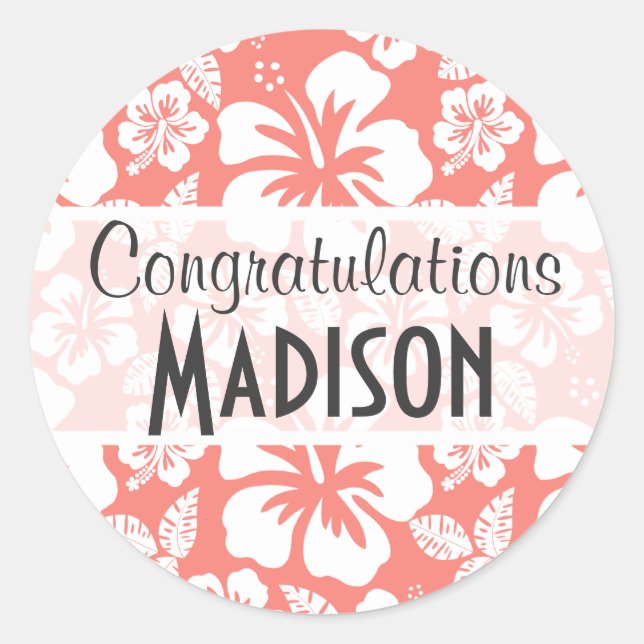 Adesivo Hibiscus Tropical Coral Rosa (Frente)