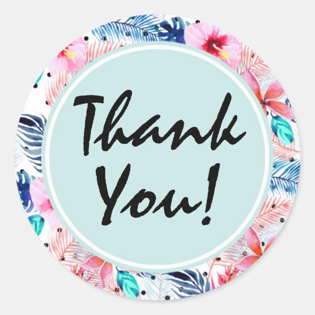 Adesivo Hibiscus Tropical Hawaiai e Folha de Palma Obrigad (Frente)