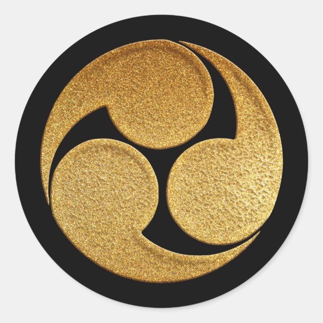 Adesivo Hidari Mitsu Tomoe Kamon em Dourado (Frente)