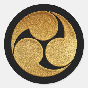 Adesivo Hidari Mitsu Tomoe Kamon em Dourado