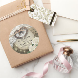 Adesivo Hídrangea Chá de casamento de madeira de ferradura