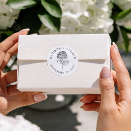 Adesivo Hidrangea Clássica com Carvão Vegetal para Casamen