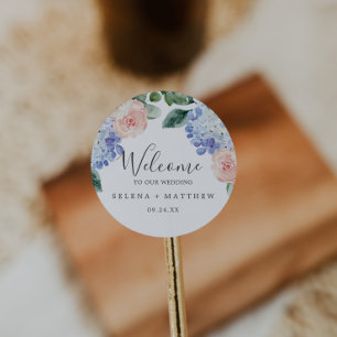 Adesivo Hídria Azul Elegante Boas-vindas do Casamento Br