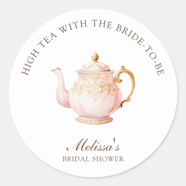 Adesivo High Tea Pastel Gold Bridal Shower (Frente)