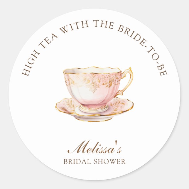 Adesivo High Tea Pastel Gold Bridal Shower (Frente)