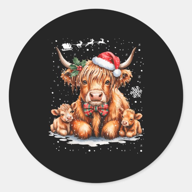 Adesivo Highland Cow Christmas Outfit Idea Women Xmas High (Frente)