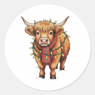 Adesivo Highland Cow Christmas Xmas Papais noeis Baby Wool