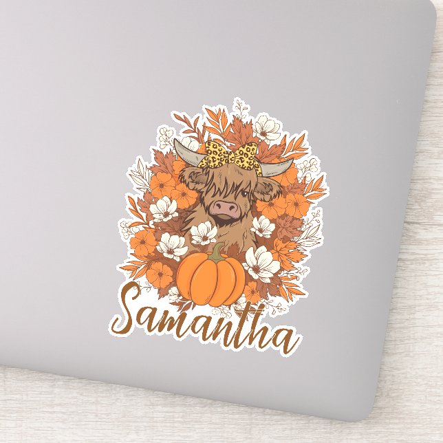 Adesivo Highland Cow Halloween Autumn Personalized  (Detalhe)