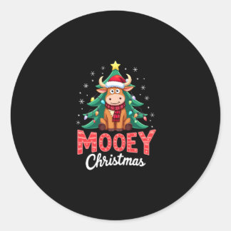 Adesivo Highland Cow Heifer Santa Hat Mooey Christmas Tree
