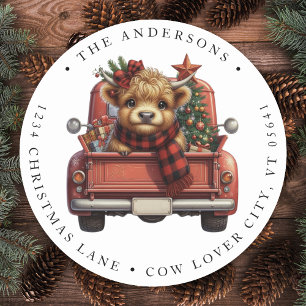 Adesivo Highland Cow Red Truck - Endereço de devolução de
