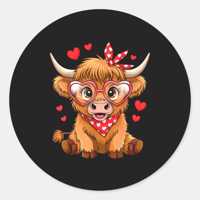 Adesivo Highland Cow Valentines Day Funny Hearts Valentine (Frente)