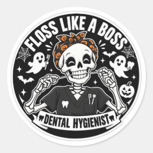 Adesivo Higienista Dental Esqueleto de Halloween