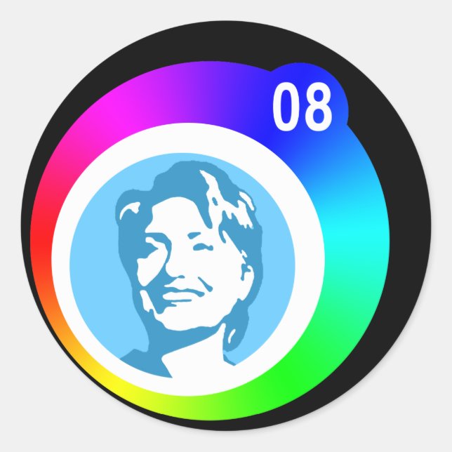 Adesivo hillary clinton. bolhas arco-íris. (Frente)