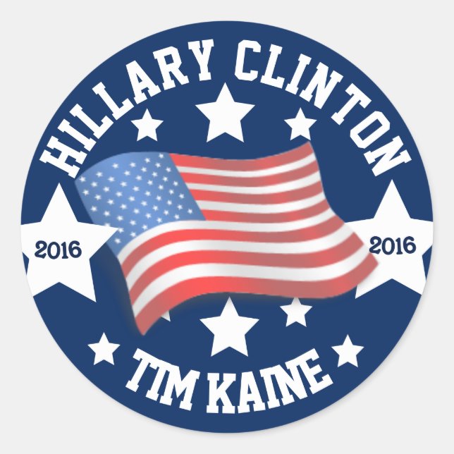 Adesivo Hillary Clinton e Tim Kaine 2016 (Frente)