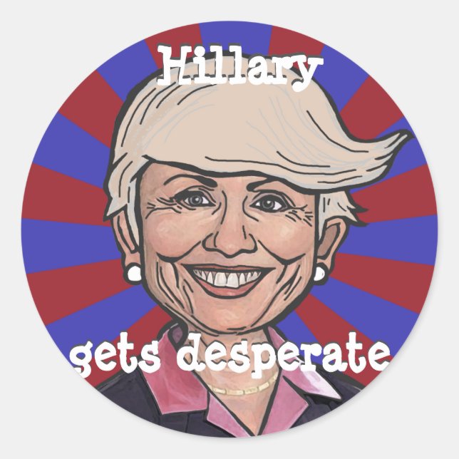 Adesivo Hillary fica desesperado com pau de cabelo engraça (Frente)