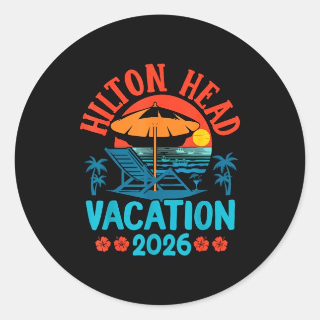 Adesivo Hilton Head South Carolina 2026 Family Vacation Be (Frente)