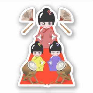 Adesivo Hinamatsuri, Boneca Japonesa para o Dia das Rapari