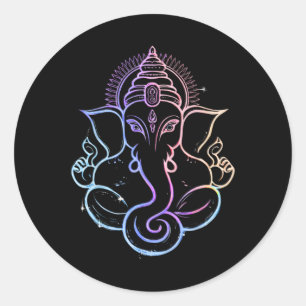 Adesivo Hindu Ganesha Puja Elefante Deus Índia Meditação Y